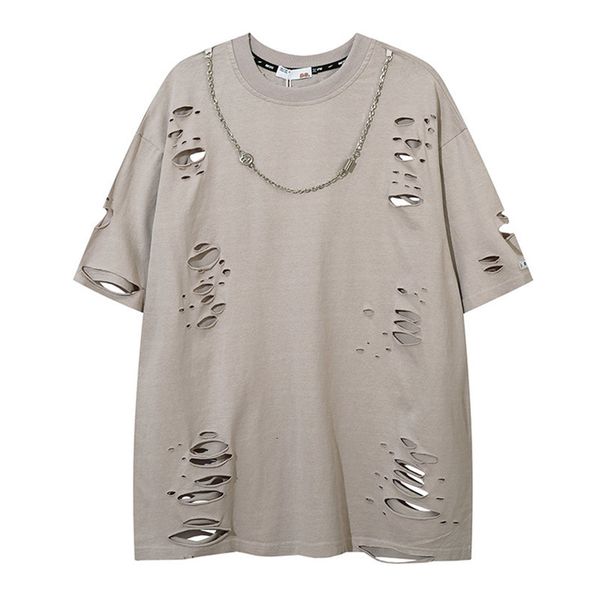 men's t-shirts high street ripped holes short sleeves t-shirt solid color streetwear oversized casual tees summer harakuju tees 230313, White;black
men's t-shirts high street ripped holes short sleeves t-shirt solid color streetwear oversized casual tees summer harakuju tees 230313, White;black