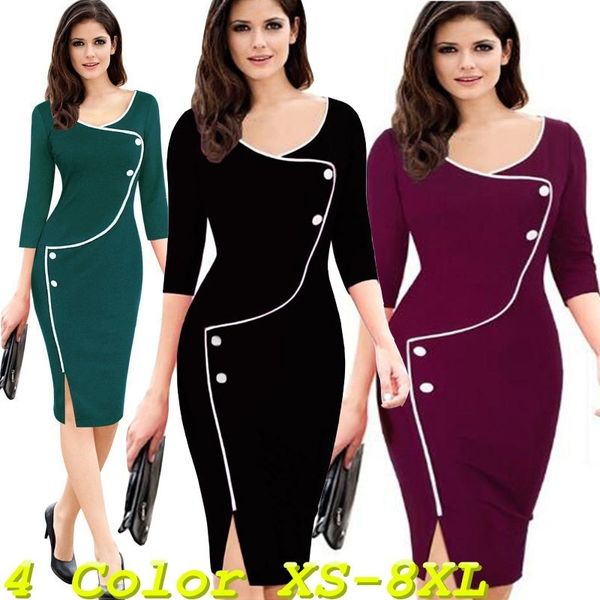 casual dresses womens dresses large size vintage brief split bottom elegant casual 3/4 sleeve deep o-neck bodycon knee length office dress 2, Black;gray
casual dresses womens dresses large size vintage brief split bottom elegant casual 3/4 sleeve deep o-neck bodycon knee length office dress 2, Black;gray