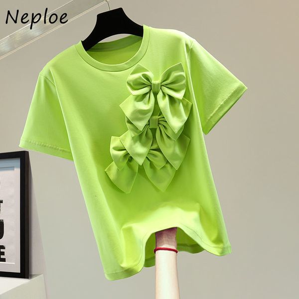 women's t-shirt neploe summer korean t-shirts three-dimensional bowknot round neck short sleeved tees loose solid color casual pullover, White
women's t-shirt neploe summer korean t-shirts three-dimensional bowknot round neck short sleeved tees loose solid color casual pullover, White