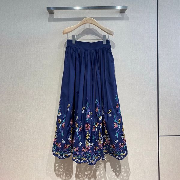 a line skirt fashion band 2023 summer floral embroidery hollow-out cotton skirt, Black
a line skirt fashion band 2023 summer floral embroidery hollow-out cotton skirt, Black