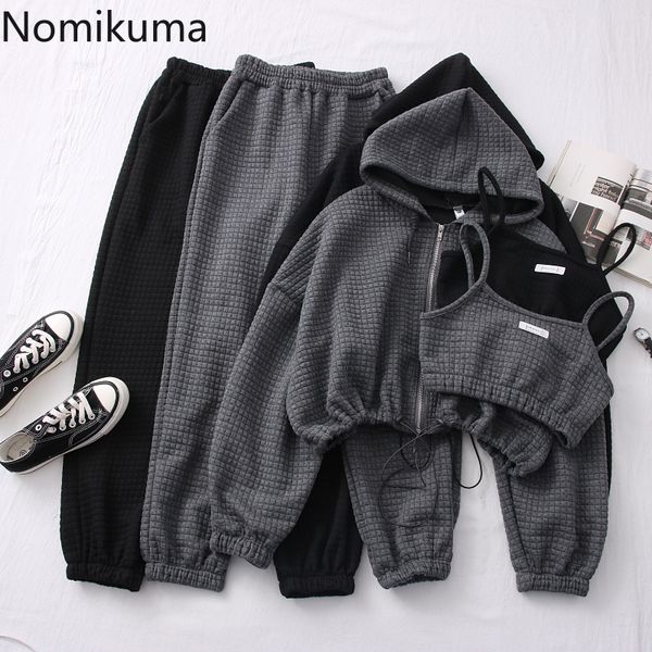 women s pants s nomikuma arrival women three pieces set zip up long sleeve hooded jackets short camisole high waist casual outfits 230314, Black;white
women s pants s nomikuma arrival women three pieces set zip up long sleeve hooded jackets short camisole high waist casual outfits 230314, Black;white