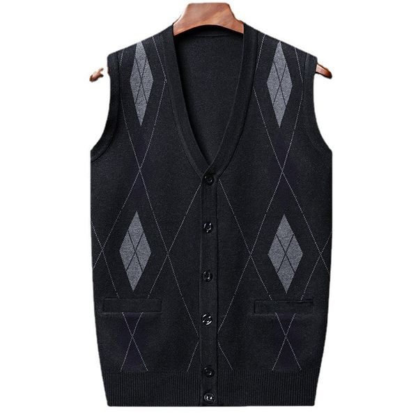 men s vests business casual outer wear warm sleeveless cardigan knitted sweater vest 230313, Black;white
men s vests business casual outer wear warm sleeveless cardigan knitted sweater vest 230313, Black;white