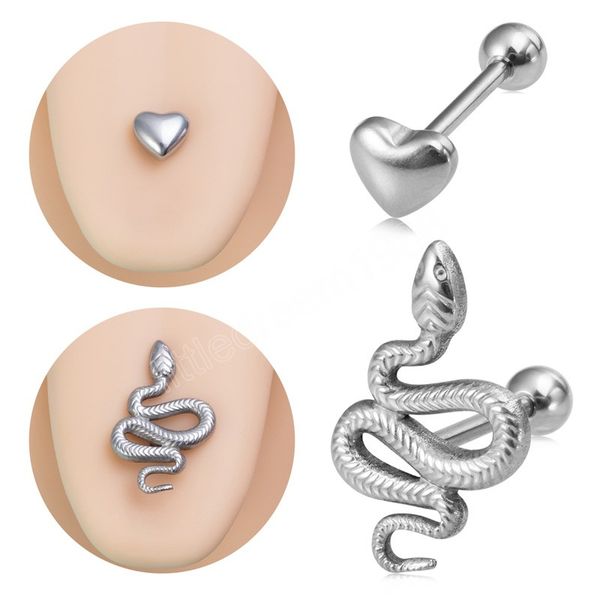 snake heart tongue piercing barbell stud stainless steel bar tongue ring men women silver color punk body jewelry
snake heart tongue piercing barbell stud stainless steel bar tongue ring men women silver color punk body jewelry