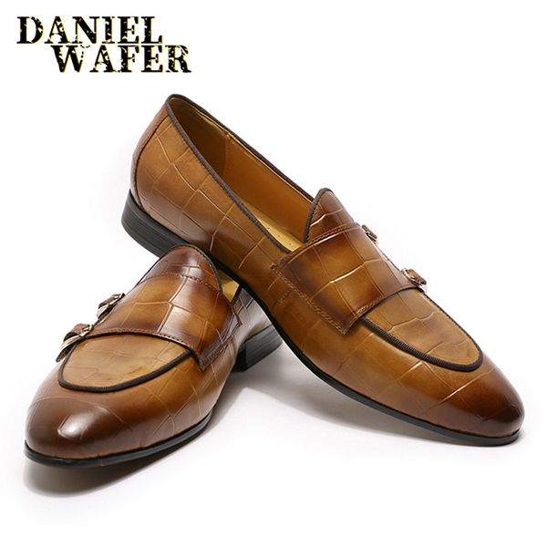 luxury men's loafers genuine leather shoes brown black double monk strap slip on pointed toe office wedding dress casual shoes, Black;white
luxury men's loafers genuine leather shoes brown black double monk strap slip on pointed toe office wedding dress casual shoes, Black;white