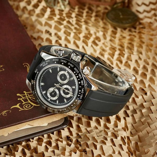 luxury classic mens watches brand men watch chronograph rubber strap satch 40mm dial wristwatches all sub-dials working for men's chris, Slivery;brown
luxury classic mens watches brand men watch chronograph rubber strap satch 40mm dial wristwatches all sub-dials working for men's chris, Slivery;brown