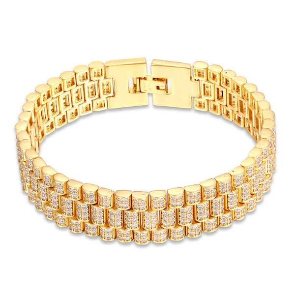8 inches bracelet, european and american hip-hop jewelry, men's micro-embedded three-row zircon steel band, exquisite watch chain, Black
8 inches bracelet, european and american hip-hop jewelry, men's micro-embedded three-row zircon steel band, exquisite watch chain, Black