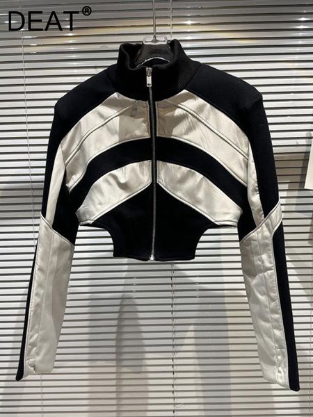 women s jackets deat fashion trend contrast color design coat loose turtleneck long sleeve thin jacket 2023 spring 11p01359 230314, Black;brown
women s jackets deat fashion trend contrast color design coat loose turtleneck long sleeve thin jacket 2023 spring 11p01359 230314, Black;brown