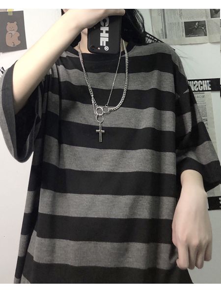women's t-shirt harajuku striped shirts women short sleeve oversized shirt streetwear gothic t shirt couple summer striped blouse 2303, White
women's t-shirt harajuku striped shirts women short sleeve oversized shirt streetwear gothic t shirt couple summer striped blouse 2303, White