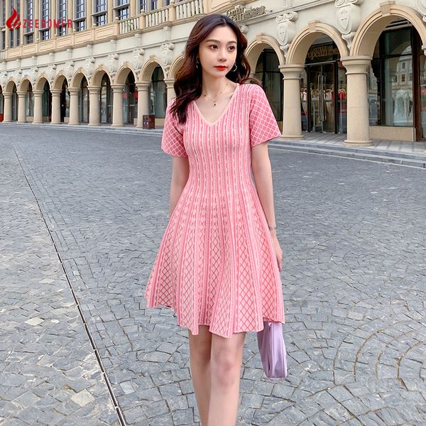 party dresses summer french cute pink knit sweater dress women sweet short sleeve v neck jacquard striped slim mini flare a-line dress 23031, White;black
party dresses summer french cute pink knit sweater dress women sweet short sleeve v neck jacquard striped slim mini flare a-line dress 23031, White;black
