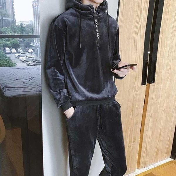 23new men's tracksuits winter men velour fashion korea gold velvet track suit male hoodie pants jogger set jogging outfit 3u4n, Gray
23new men's tracksuits winter men velour fashion korea gold velvet track suit male hoodie pants jogger set jogging outfit 3u4n, Gray