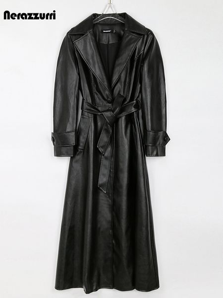 women's jackets nerazzurri spring autumn long black pu leather trench coat for women sashes single breasted luxury elegant outerwear 5x, Black;brown
women's jackets nerazzurri spring autumn long black pu leather trench coat for women sashes single breasted luxury elegant outerwear 5x, Black;brown