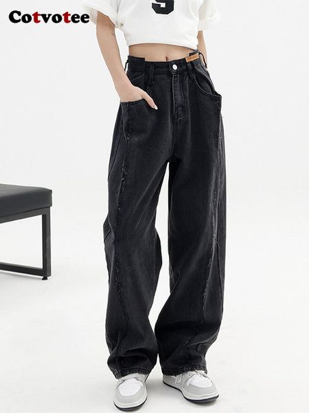 women's jeans cotvotee high waisted jeans for women fashion spliced black jeans straight vintage streetwear wide leg pants full length, Blue
women's jeans cotvotee high waisted jeans for women fashion spliced black jeans straight vintage streetwear wide leg pants full length, Blue