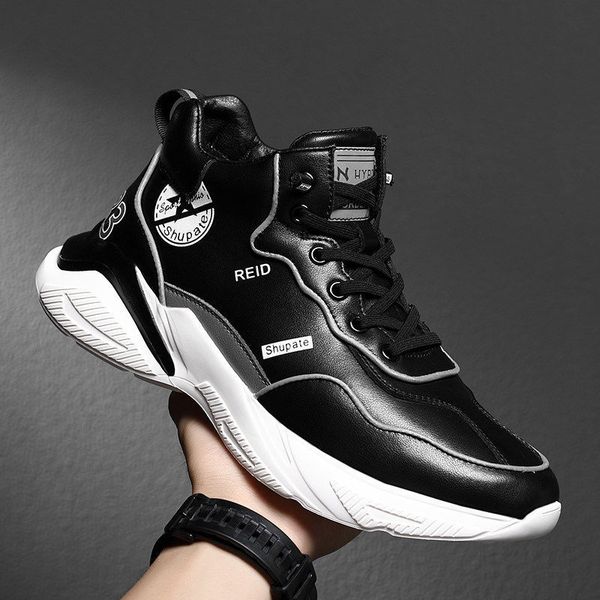 men's shoes new sports boots leather trend everything high help breathable father shoes inside heightening small white shoes a3, Black
men's shoes new sports boots leather trend everything high help breathable father shoes inside heightening small white shoes a3, Black