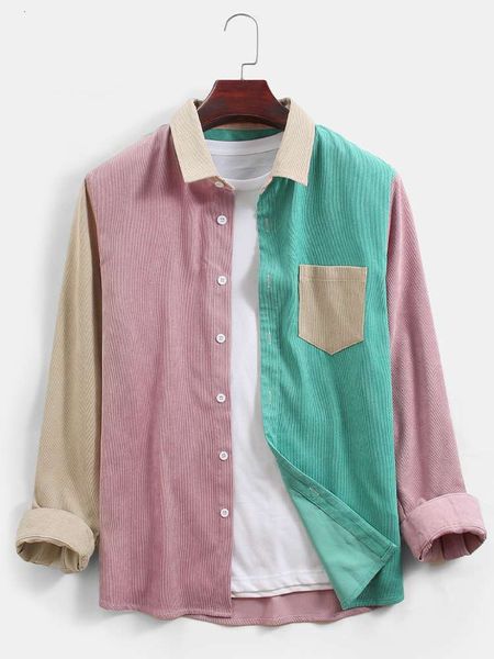 men's casual shirts charmkpr men shirt summer autumn corduroy colorblock patchwork casual chest pocket long sleeve shirts chemises cam, White;black
men's casual shirts charmkpr men shirt summer autumn corduroy colorblock patchwork casual chest pocket long sleeve shirts chemises cam, White;black