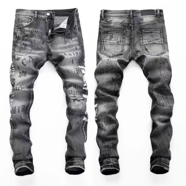 biker stretch jeans design fit denim for mens slim painted patch trim leg cowboy pants male r14t, Blue
biker stretch jeans design fit denim for mens slim painted patch trim leg cowboy pants male r14t, Blue