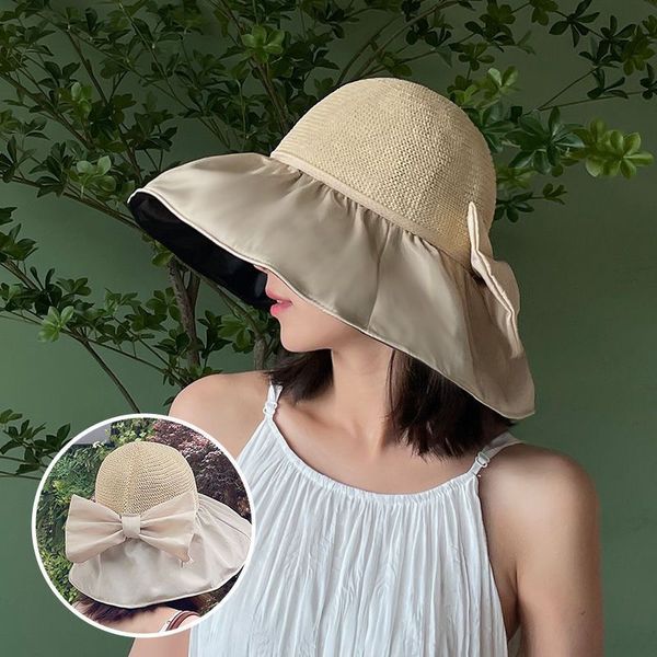 women's large brim sun hat bow storage bag with windproof tether foldable straw hats summer beach packable hat t25, Blue;gray
women's large brim sun hat bow storage bag with windproof tether foldable straw hats summer beach packable hat t25, Blue;gray