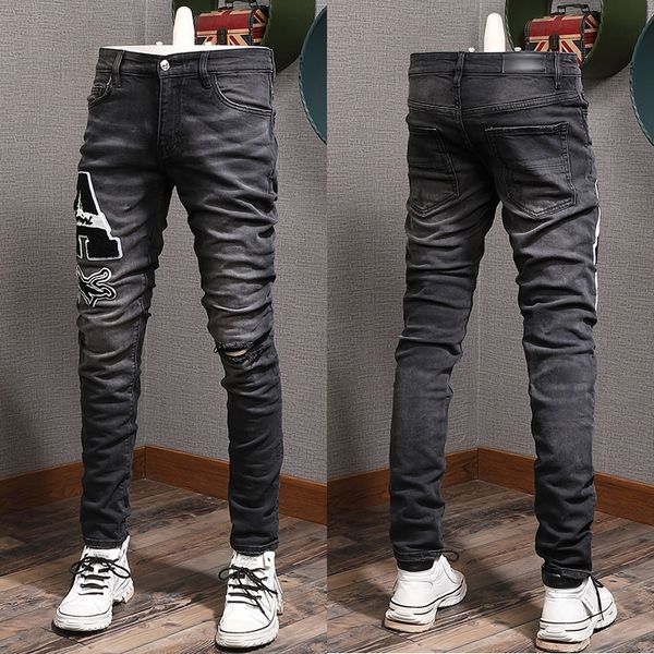 jeans denim stretch biker fit design for mens slim painted patch trim leg cowboy pants male pjfk, Black
jeans denim stretch biker fit design for mens slim painted patch trim leg cowboy pants male pjfk, Black