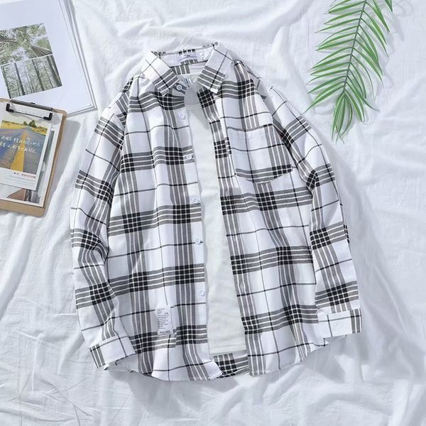 men's casual shirts vintage plaid shirts men autumn long sleeve oversize button up shirt japanese harajuku casual loose coat women blou, White;black
men's casual shirts vintage plaid shirts men autumn long sleeve oversize button up shirt japanese harajuku casual loose coat women blou, White;black