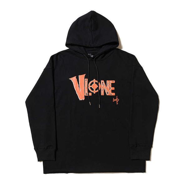 fashion front and big loose and hooded pullover for men and women, Black;white