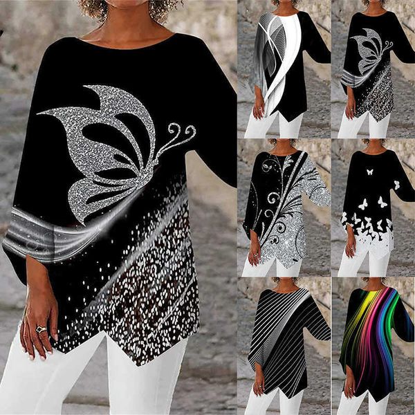 2023 spring/summer geometric printing long-sleeved patchwork round neck shirt, White
2023 spring/summer geometric printing long-sleeved patchwork round neck shirt, White