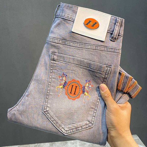 men's jeans designer straight leg pants big h embroidery casual trousers washed fashion horse print jeans zipper access control denims, Blue
men's jeans designer straight leg pants big h embroidery casual trousers washed fashion horse print jeans zipper access control denims, Blue