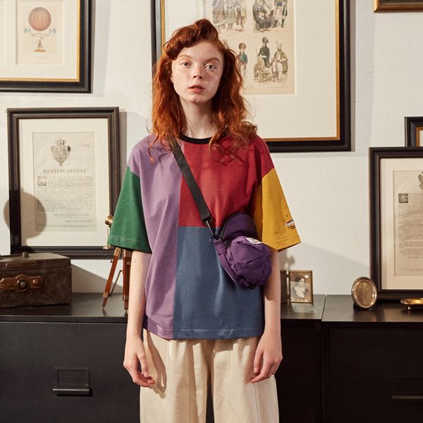 women's t-shirt original niche women summer loose t-shirt cotton color block short sleeve femme tee shirt letter embroidery cuffs vint, White
women's t-shirt original niche women summer loose t-shirt cotton color block short sleeve femme tee shirt letter embroidery cuffs vint, White
