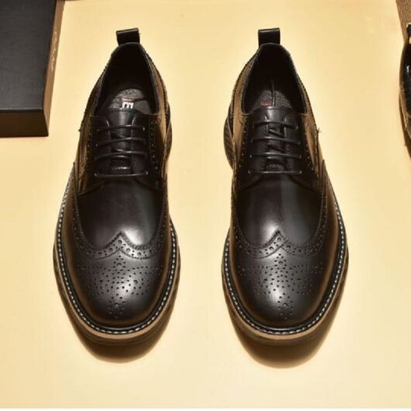 men lace-up luxury handmade brock men's shoes comfortable outdoor dating dress wedding men's shoes d2a45, Black