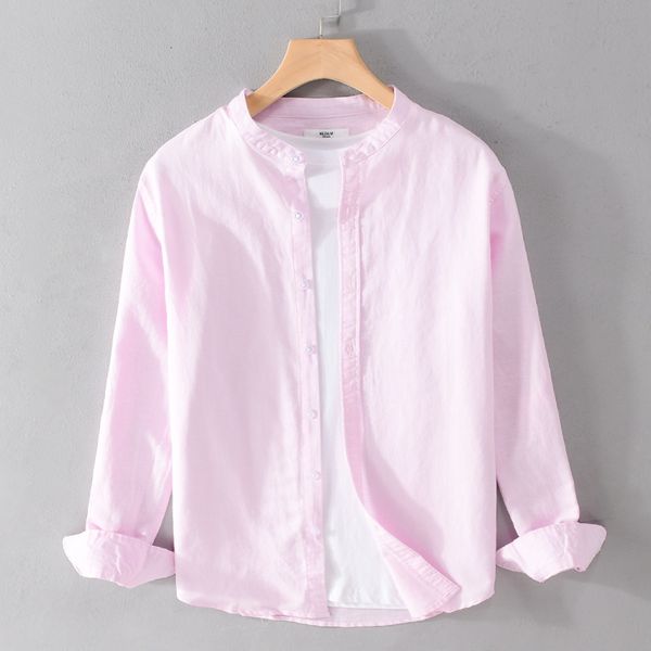 men's casual shirts cotton linen casual shirts for men long sleeve stand collar button up shirt summer male pink regular clothing 2303, White;black
men's casual shirts cotton linen casual shirts for men long sleeve stand collar button up shirt summer male pink regular clothing 2303, White;black