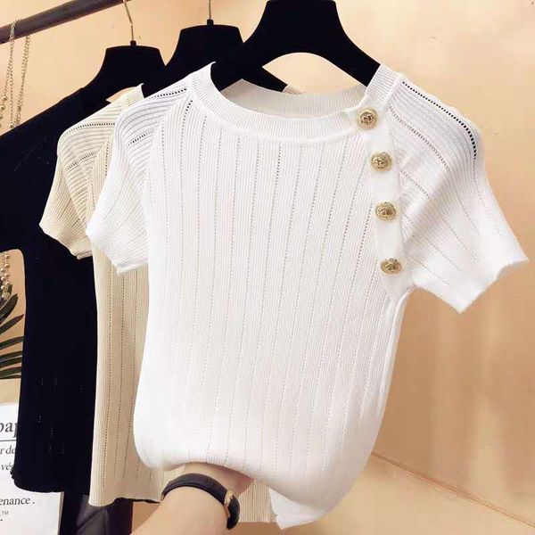 women's t-shirt shintimes tee shirt femme hollow out t shirt women knitted tshirt summer woman short sleeve button t-shirt female clot, White
women's t-shirt shintimes tee shirt femme hollow out t shirt women knitted tshirt summer woman short sleeve button t-shirt female clot, White