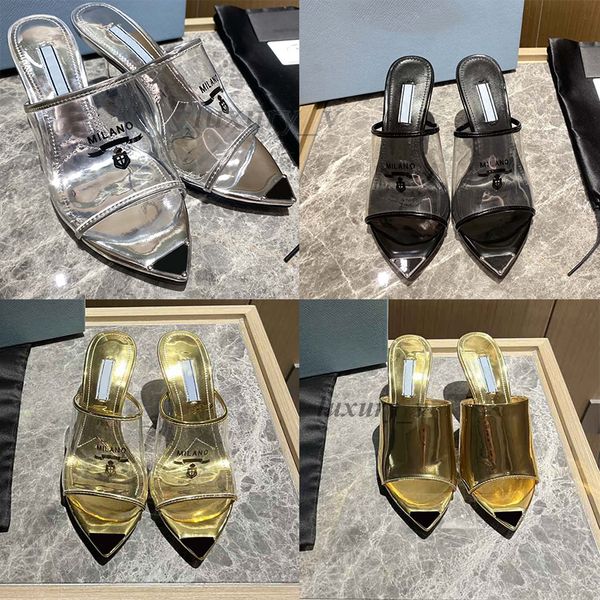 designer sandals women printed plexiglass heels luxury milano slides chunky high heel 7cm silver metallic leather insole golden slippers, Black
designer sandals women printed plexiglass heels luxury milano slides chunky high heel 7cm silver metallic leather insole golden slippers, Black