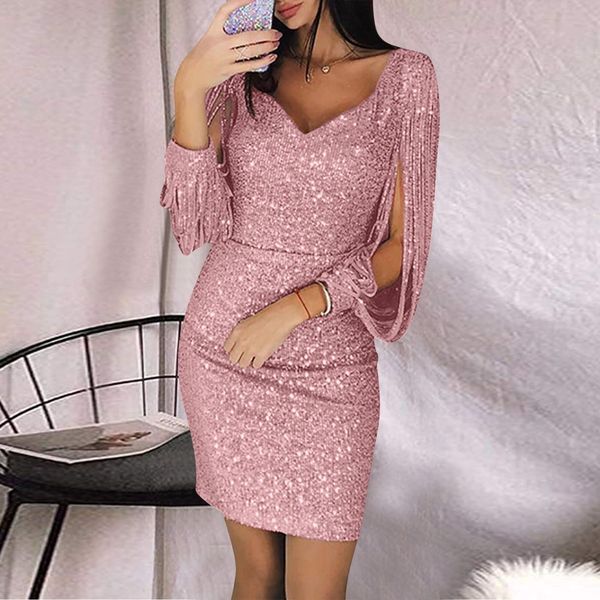 party dresses women solid party sequined glitter shining tassel sheath dress ladies long sleeved elegant mini bodycon wedding guest dress 23, White;black
party dresses women solid party sequined glitter shining tassel sheath dress ladies long sleeved elegant mini bodycon wedding guest dress 23, White;black