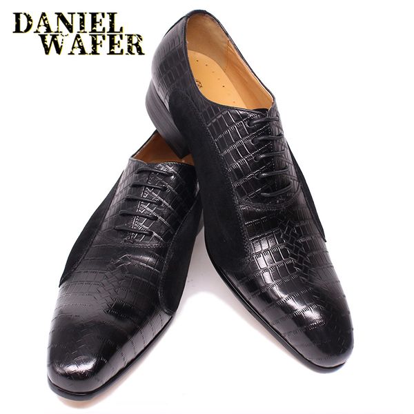luxury oxford man dress shoe lace up pointed toe black fashion office wedding shoes suede patchwork genuine leather men shoes, Black;white
luxury oxford man dress shoe lace up pointed toe black fashion office wedding shoes suede patchwork genuine leather men shoes, Black;white