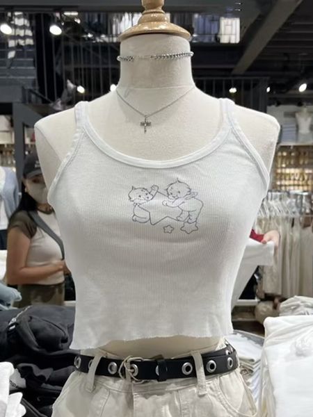 women s tanks camis vintage star angel print camisole summer white ribbed cotton sleeveless tank sweet girls streetwear y2k crop 230314
women s tanks camis vintage star angel print camisole summer white ribbed cotton sleeveless tank sweet girls streetwear y2k crop 230314