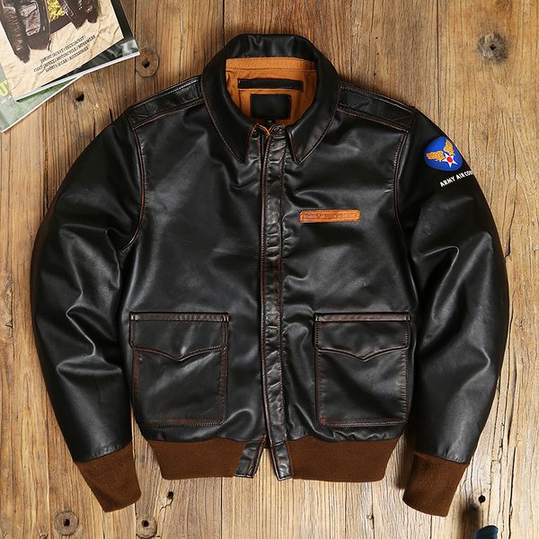 men s jackets yr retro classic a 2 type horsehide coat vintage us air force genuine leather jacket bomber rider cloth 230314, Black;brown
men s jackets yr retro classic a 2 type horsehide coat vintage us air force genuine leather jacket bomber rider cloth 230314, Black;brown