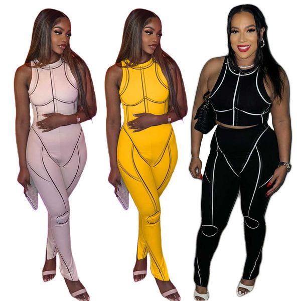 summer designer women tracksuits two piece pants set sxey halter sleeveless fashion split printed classic body line trousers suit, Gray
summer designer women tracksuits two piece pants set sxey halter sleeveless fashion split printed classic body line trousers suit, Gray