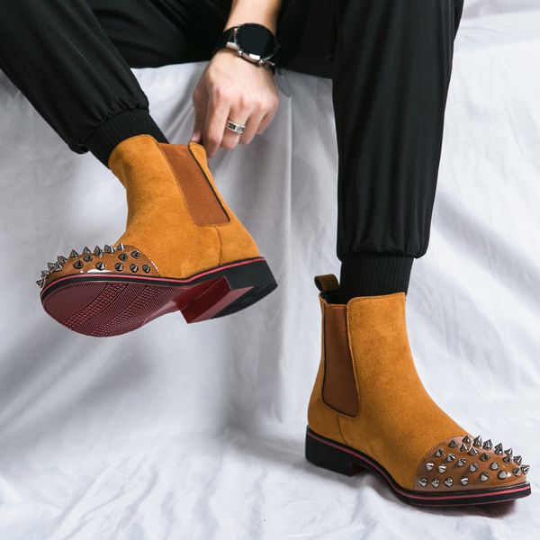 rivets frosted suede men chelsea steel head leather boots fashion ankle boots grace cowboy boots pointed luxury designer shoes, Black;white
rivets frosted suede men chelsea steel head leather boots fashion ankle boots grace cowboy boots pointed luxury designer shoes, Black;white