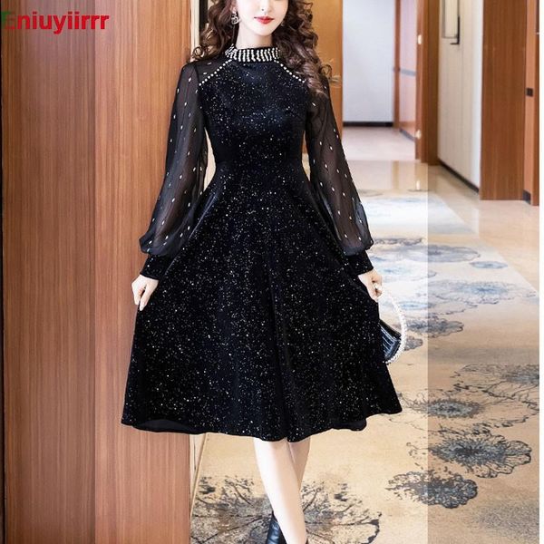 party dresses women year winter spring basic wear sheer mesh french black long elegant party beaded bling velvet dress 5869 230314, White;black
party dresses women year winter spring basic wear sheer mesh french black long elegant party beaded bling velvet dress 5869 230314, White;black