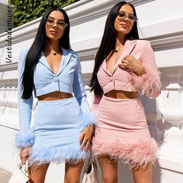 women s suits blazers elegant faux fur feather suit two piece set autumn outfits matching long sleeve and skirt 230314, White;black
women s suits blazers elegant faux fur feather suit two piece set autumn outfits matching long sleeve and skirt 230314, White;black