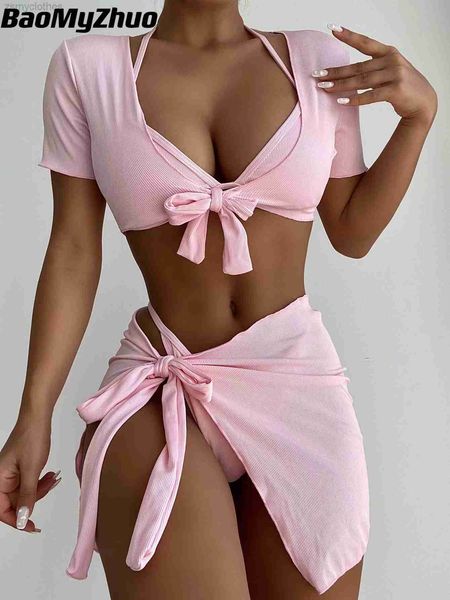 women's swimwear 4 pcs set ribbed halter bikini women high waist swimwear female solid swimsuit bather bathing suit swim beachwear biqu, White;black
women's swimwear 4 pcs set ribbed halter bikini women high waist swimwear female solid swimsuit bather bathing suit swim beachwear biqu, White;black