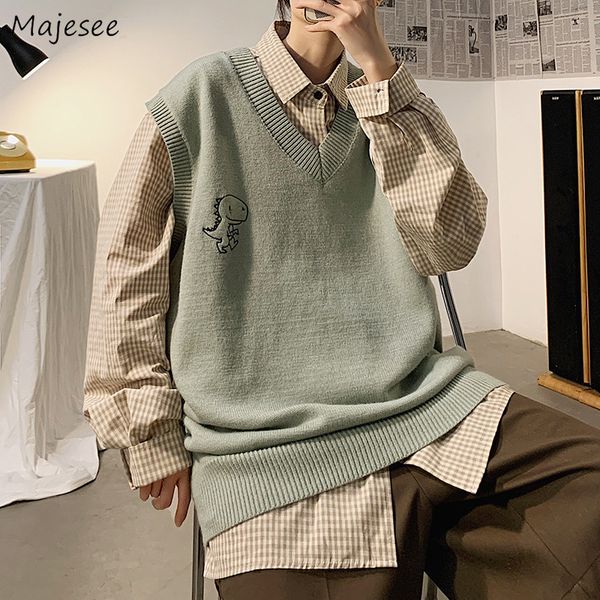 men s vests men printed sweater loose knitted students couple daily all match fashion leisure males jumpers outwear soft chic 230313, Black;white
men s vests men printed sweater loose knitted students couple daily all match fashion leisure males jumpers outwear soft chic 230313, Black;white