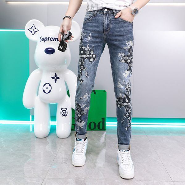men's jeans star print luxury fashion brand casual man pants european spring summer elastic thin feet slim fit male trousers clothing, Blue
men's jeans star print luxury fashion brand casual man pants european spring summer elastic thin feet slim fit male trousers clothing, Blue