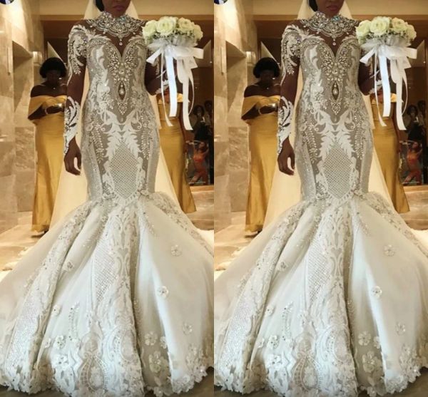 2023 mermaid wedding dresses bridal gown long sleeves crystals beaded high collar ruffles sweep train tulle custom made country plus size ve, White
2023 mermaid wedding dresses bridal gown long sleeves crystals beaded high collar ruffles sweep train tulle custom made country plus size ve, White