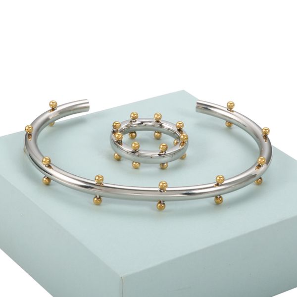 wedding jewelry sets luxury jewelry set stainless steel bangle bracelet finger ring hoop earrings with mini balls for women men fashion jewe, Slivery;golden
wedding jewelry sets luxury jewelry set stainless steel bangle bracelet finger ring hoop earrings with mini balls for women men fashion jewe, Slivery;golden