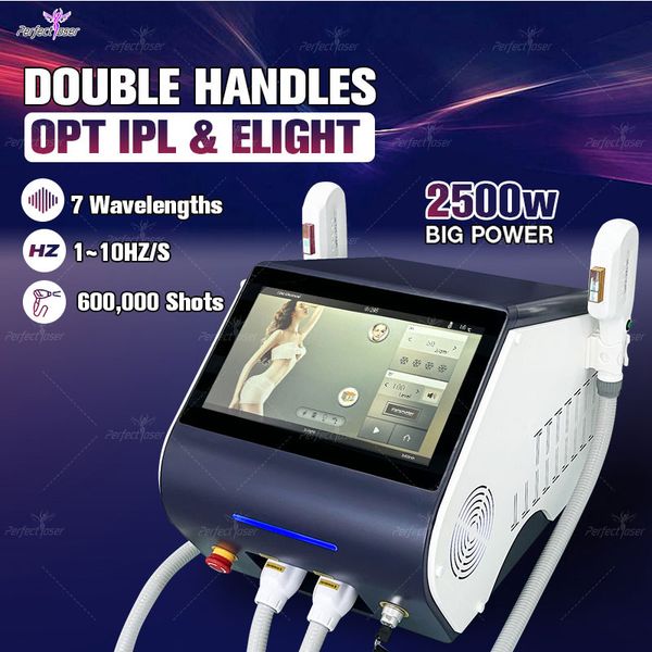Image of FDA approved 2 Handles OPT IPL Laser Hair Removal Machine Skin Rejuvenation Machine Elight hair removal Beauty Equipment CE