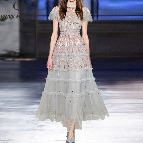 party dresses qhz designer fashion runway summer dress long for women vintage mesh stitching flower embroidery slim elegant holiday maxi dre, White;black
party dresses qhz designer fashion runway summer dress long for women vintage mesh stitching flower embroidery slim elegant holiday maxi dre, White;black