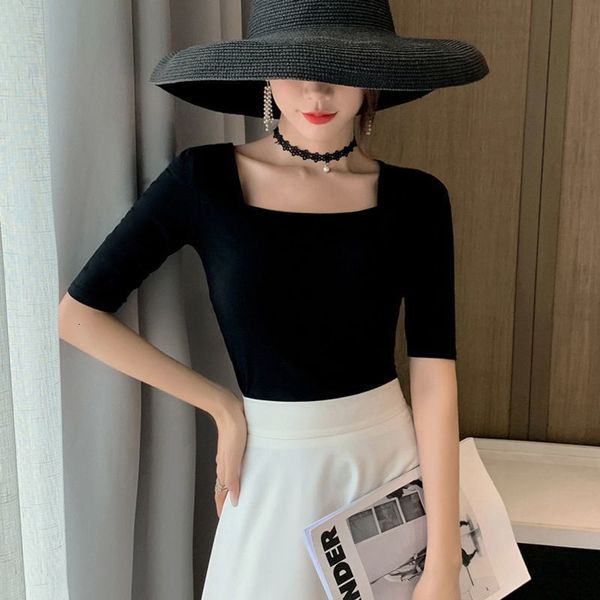women's t-shirt women's black elegant square neck short sleeve t shirt summer vintage solid color tees casual streetwear tshirt 2, White
women's t-shirt women's black elegant square neck short sleeve t shirt summer vintage solid color tees casual streetwear tshirt 2, White