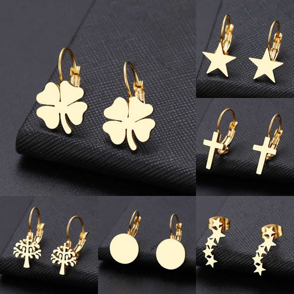 charm dotifi for women earring lucky clover classic cross geometric figure welded stainless steel gold color earrings aa230311, Golden
charm dotifi for women earring lucky clover classic cross geometric figure welded stainless steel gold color earrings aa230311, Golden