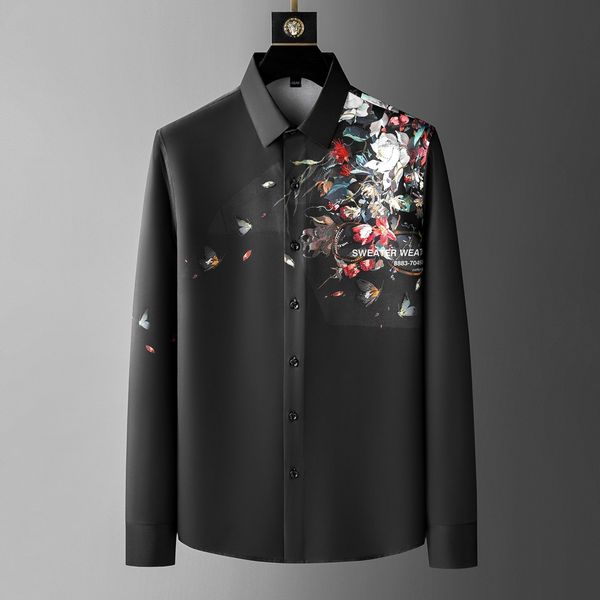 men's casual shirts spring flower men slim fit long sleeve business dress streetwear social party tuxedo 230313, White;black
men's casual shirts spring flower men slim fit long sleeve business dress streetwear social party tuxedo 230313, White;black