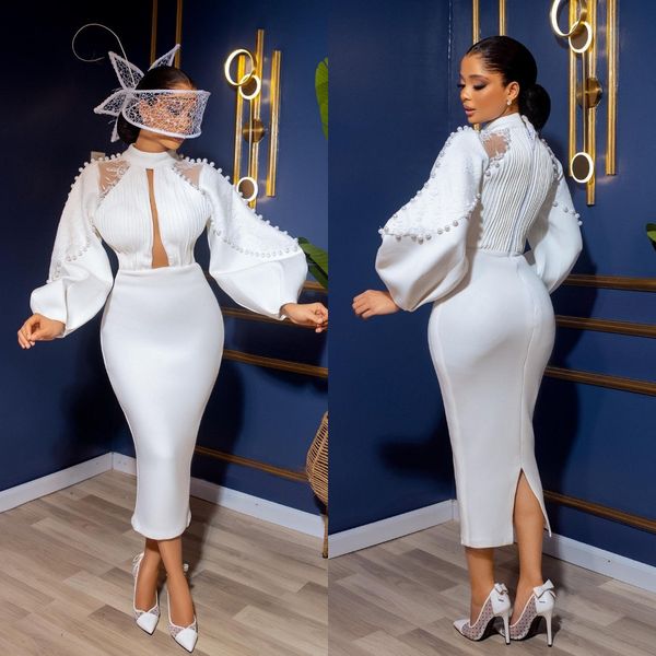 arabic 2023 short wedding dresses bridal gowns pearls high neck african vestidos robes de soiree for bride, White
arabic 2023 short wedding dresses bridal gowns pearls high neck african vestidos robes de soiree for bride, White