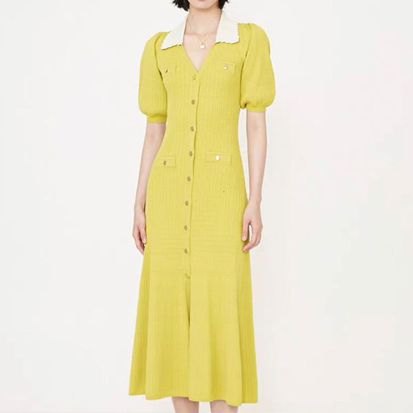party dresses french fashion peter pan collar single breasted long dress women puffy short sleeves knit dress 230314, White;black
party dresses french fashion peter pan collar single breasted long dress women puffy short sleeves knit dress 230314, White;black